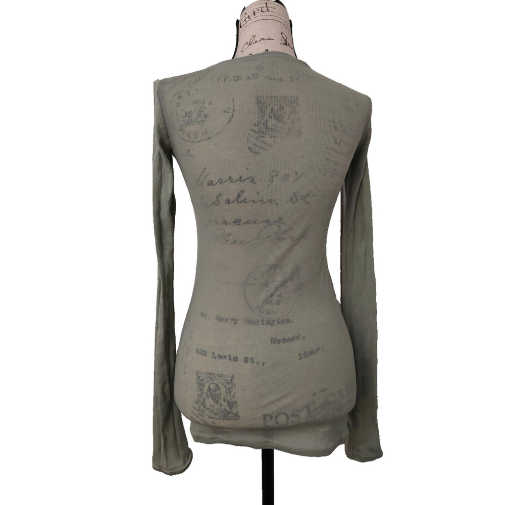 True Religion Long Sleeve Crystal Kristen Green Cotton Henley Shirt XS - Picture 5 of 12